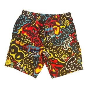 Cookies SF Swim Trunks 8" Lined Spell-Out All Over Print Colorful Pockets Size M